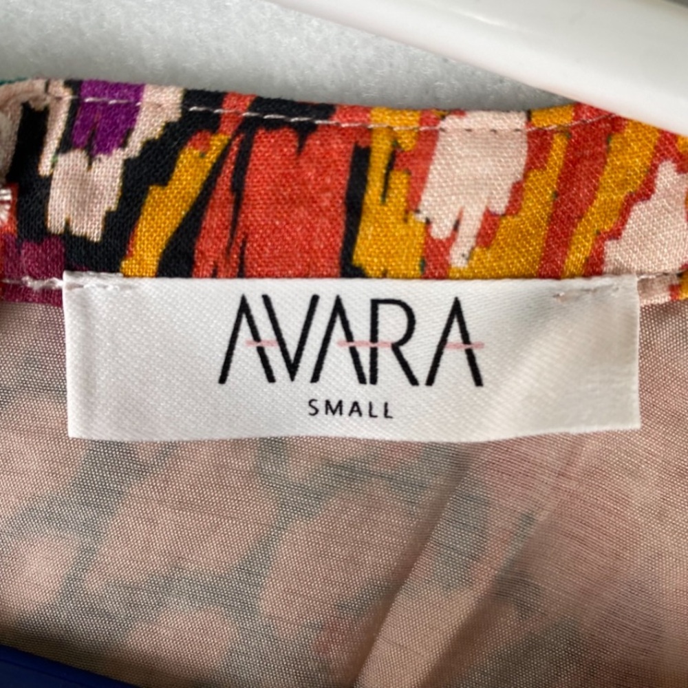 AVARA | Women’s Colorful V Neck Blouse Cuffed Scrunch Sleeve | Small | - Picture 9 of 11